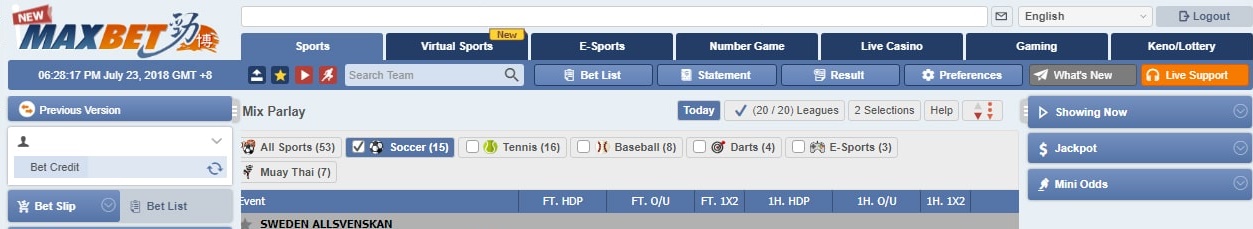 Top banner of the MAXbet site